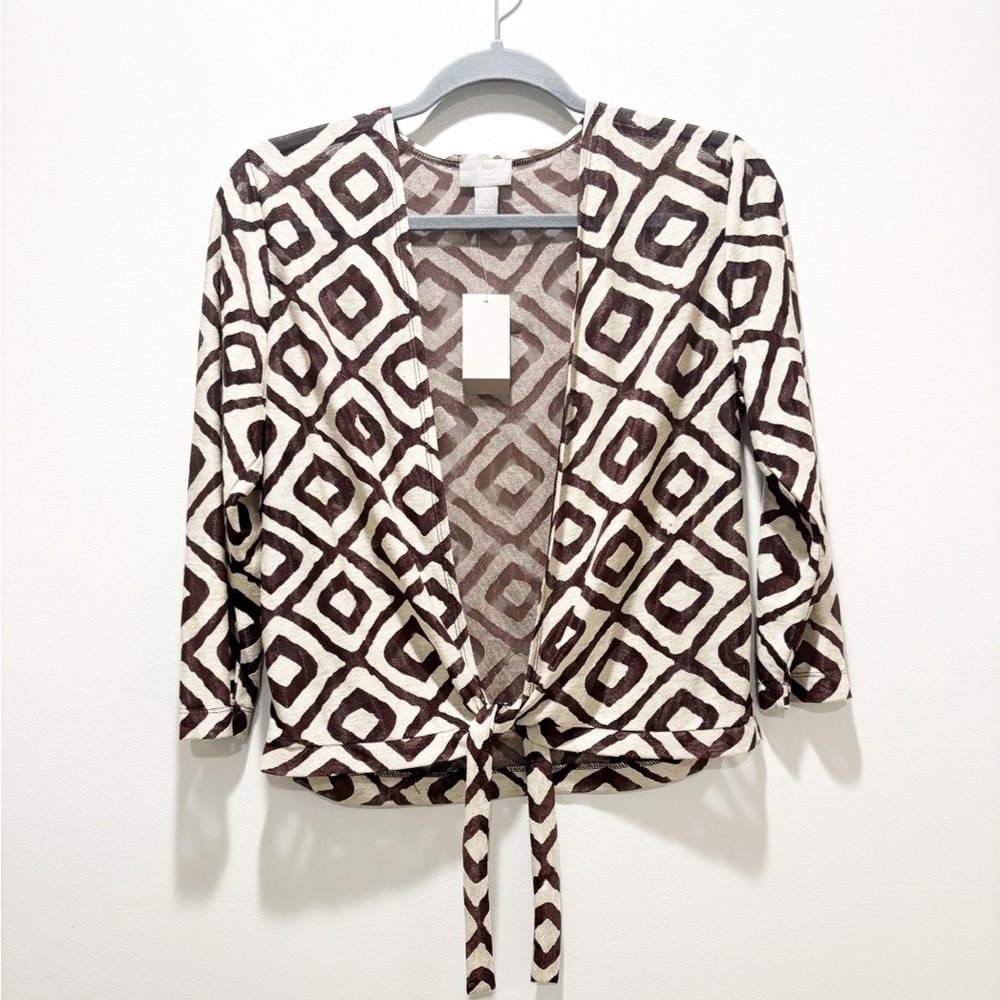 CHICOS • Women’s NEW Travelers Collection Diamond Ginger Jacket Chocolate Chip S